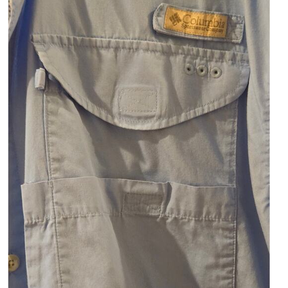 Columbia SPF 50 Vented Caped Fishing Hiking Outdoor Shirt Light Blue Mens Large - Picture 3 of 9